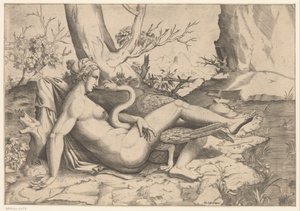 Leda og svanen af Cornelis Bos (possibly)