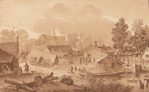 Landsby med dam, ca. 1782.