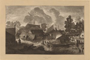 Landsby med dam, ca. 1782. af Cornelis Brouwer