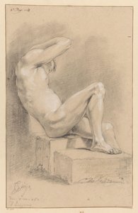Siddende mand nøgen, set fra siden (3. præmie 1767) af Cornelis Buys