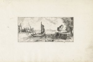 Båd på en flod Landskaber (serietitel) af Cornelis Claesz van Wieringen (possibly)