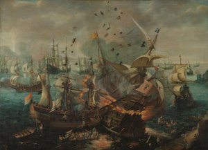 Slaget ved Gibraltar i 1607 Eksplosionen af det spanske flagskib under slaget ved Gibraltar, 25. april 1607
