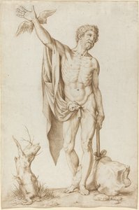 Allegori om fattigdom, der hindrer vid af Cornelis Cort