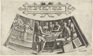 Ægteskabet mellem Jakob og Lea og fødslen af ​​deres første barn The History of Jacob (serietitel) af Cornelis Cort
