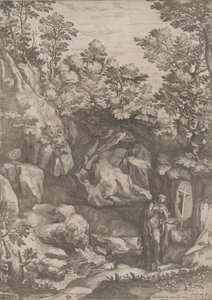 Mary Magdalen angrende i ørkenen, 1573. af Cornelis Cort