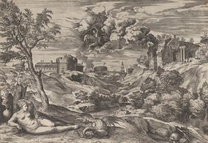 Ruggiero redder Angelica, 1565. af Cornelis Cort