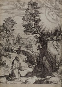 Sankt Frans angrende i et stort landskab af Cornelis Cort