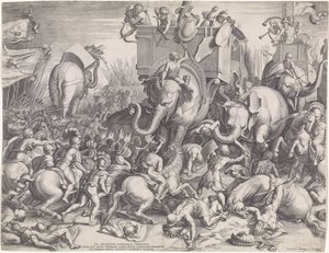 Slaget ved Zama mellem Scipio og Hannibal af Cornelis Cort
