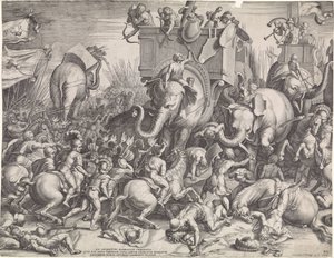 Slaget ved Zama mellem Scipio og Hannibal af Cornelis Cort