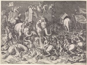 Slaget ved Zama mellem Scipio og Hannibal om natten