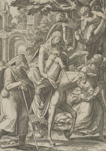 Flyvningen til Egypten, 1571. af Cornelis Cort