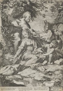 Resten på tilbagevenden fra Egypten, 1575. af Cornelis Cort