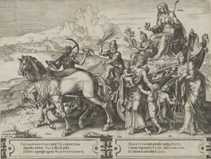 Ydmyghedens triumf, fra The Cycle of the Vicissitudes of Human Affairs, plade 7, 1564. af Cornelis Cort