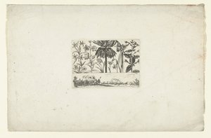 Række af blomster over landskab Blomster og landskaber (serietitel) af Cornelis Danckerts (I)