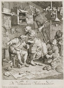 Berømt skomager, blad 3 i en serie på tre genrescener af Cornelis Dusart