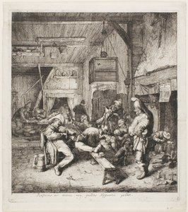 Violinspiller siddende i kroen af Cornelis Dusart