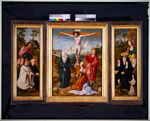 Korsfæstelses-triptykon (panel, centralt) af Cornelis Engelbrechtsen