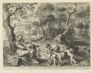 Hvil på flugten til Egypten af Cornelis Galle (I) (possibly)