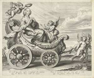 Clara Isabella de Ligne-Arenberg (?) i en triumfvogn af Cornelis Galle (I)