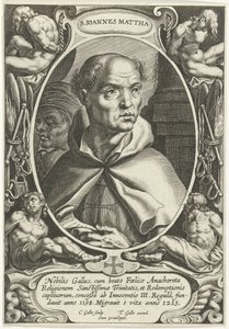 Sankt Johannes af Matha B. Ioannes Mattha (titel på objekt) Grundlæggerne af de religiøse ordener (serietitel) af Cornelis Galle (I)