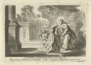 Maria giver en liljegren til St. Mary Magdalene de Pazzi af Cornelis Galle (I)