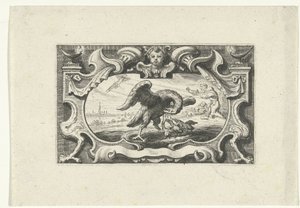 Vignette med pelikan, der fodrer sine unger med sit eget blod af Cornelis Galle (II) (attributed to)