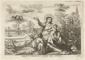 Maria mødte Kind en Johannes de Doper i de Hortus Conclusus af Cornelis Galle (II)