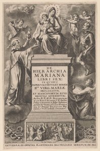 Tronet Maria med Barn Titelside for: B. de los Rios, De hierarchia Mariana libri sex, Antwerpen: 1641
