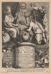 Titelside til Jean Boyvin, The Siege of the City of Dole af Cornelis Galle I after Erasmus Quellinus II after Sir Peter Paul Rubens