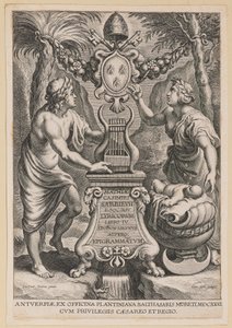 Titelside for M.C. Sarbievsky, Lyricum Bog IV af Cornelis Galle I after Sir Peter Paul Rubens