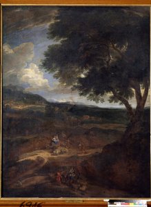 "Jacobs tilbagevenden til Kanaans land med sine hustruer og børn" (Jacobs tilbagevenden) Maleri af Constantinus Cornelis Huysmans (1648-1727) Statens kunstmuseum, Tula, Rusland