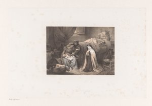 Bedende nonne med sygt barn
