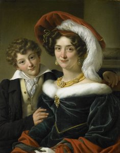 Rudolphina Wilhelmina Elizabeth de Sturler (1798-1873), anden hustru til grev Johannes van den Bosch, med deres søn Richard Leeuwenhart, 1829