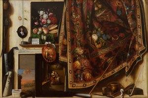 Trompe loeil. Et kabinet i kunstnerstudiet, 1671