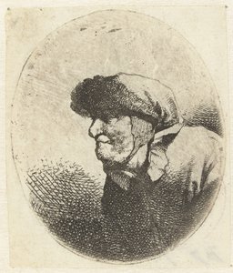 Buste af en gammel kvinde, i profil