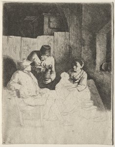 Moderen sidder i en kro, midten af 1600-tallet. af Cornelis Pietersz Bega