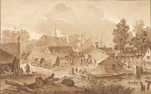 Udsigt til landsbyen med dam af Cornelis Ploos van Amstel (signed by artist)