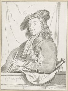 Mand ved brystværn af Cornelis Ploos van Amstel (signed by artist)