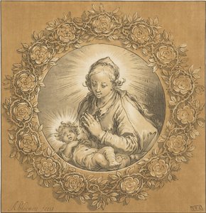 Maria med Kristusbarn Jomfru Maria og Jesusbarnet af Cornelis Ploos van Amstel (signed by artist)