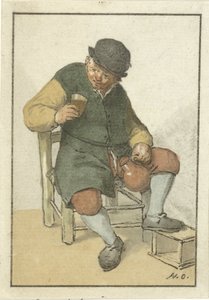 Siddende landmand med kande af Cornelis Ploos van Amstel (signed by artist)