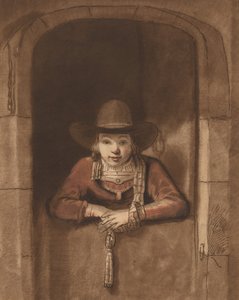 Boy Leaning over a Lower Door, 1763, udgivet 1765. af Cornelis Ploos van Amstel