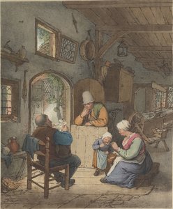 Avislæser i interiør af Cornelis Ploos van Amstel