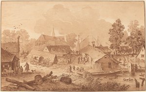 Landsby med Dam af Cornelis Ploos van Amstel
