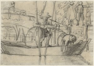 Mand og kvinde i en båd ved kysten af Cornelis Saftleven (attributed to)
