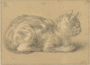 Siddende kat, til højre af Cornelis Saftleven (possibly)