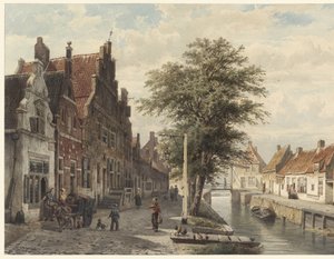 Udsigt over kanalen i Hasselt af Cornelis Springer