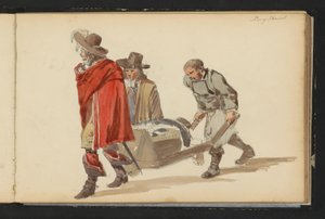 Gruppe af figurer i tøj fra det 17. århundrede af Cornelis Springer