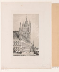 Tøjhallen i Ypres Rådhus fra det trettende århundrede (Halte Yperen) (titel på objekt) af Cornelis Springer