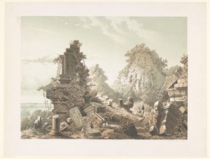 Ruin af Tjandi Lora Djongrang Ruinerne af Tjandi-Lora Djongrang. Residence Jocjakkerta (titel på objekt) af Cornelis Springer