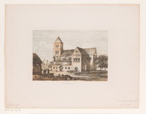 Det tolvte århundredes kirke Kirkebygning 1100-tallet (titel på objekt) af Cornelis Springer